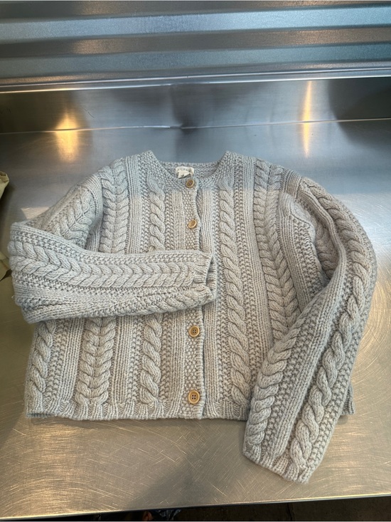 J. Crew Sweaters - Vintage J.Crew Wool Shetland Chunky Cable Knit Blue Boxy Sweater Cardigan M/L